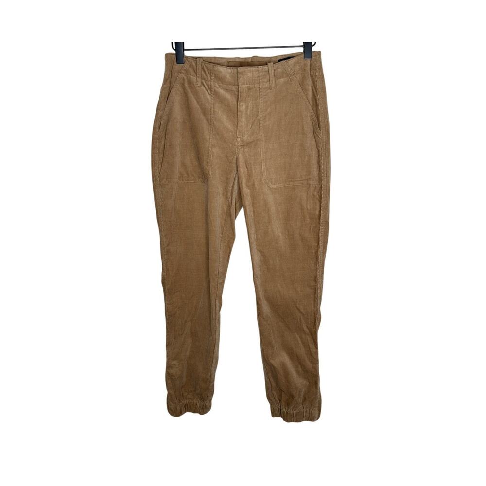 Banana Republic Corduroy Pants Womens 0 Tan Utility Cargo Elastic Zipper Hem NWT